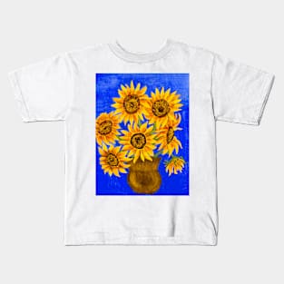 Sunflowers on blue Kids T-Shirt